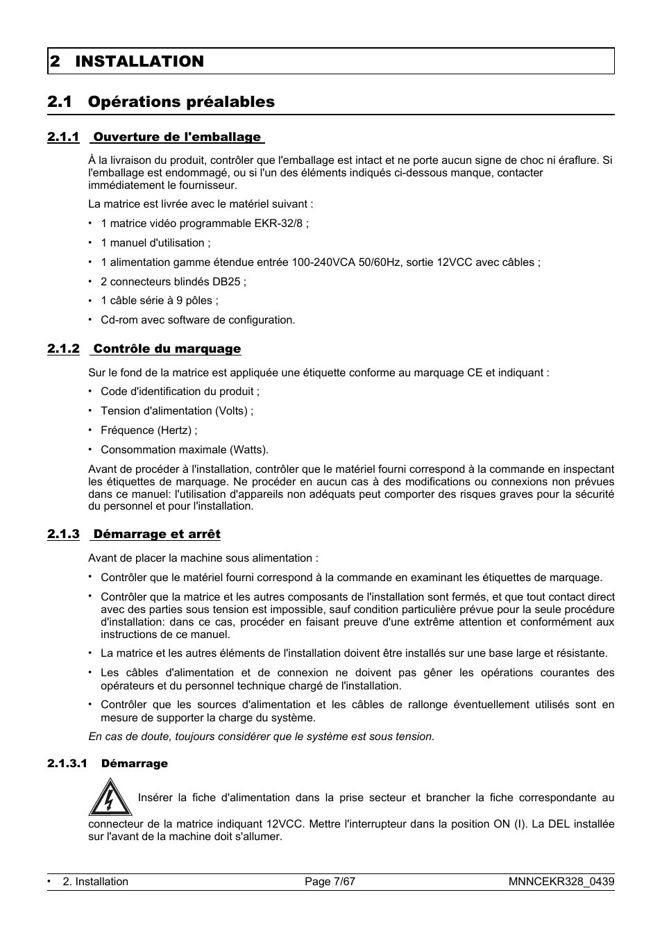 2 installation 2.1 opérations préalables | Eneo EKR-32/8 User Manual | Page 141 / 204