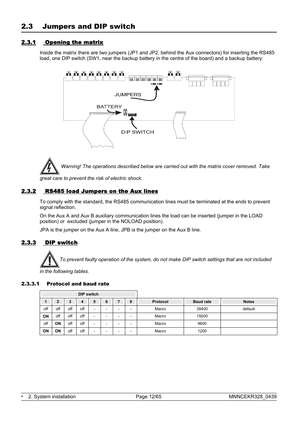3 jumpers and dip switch | Eneo EKR-32/8 User Manual | Page 80 / 204