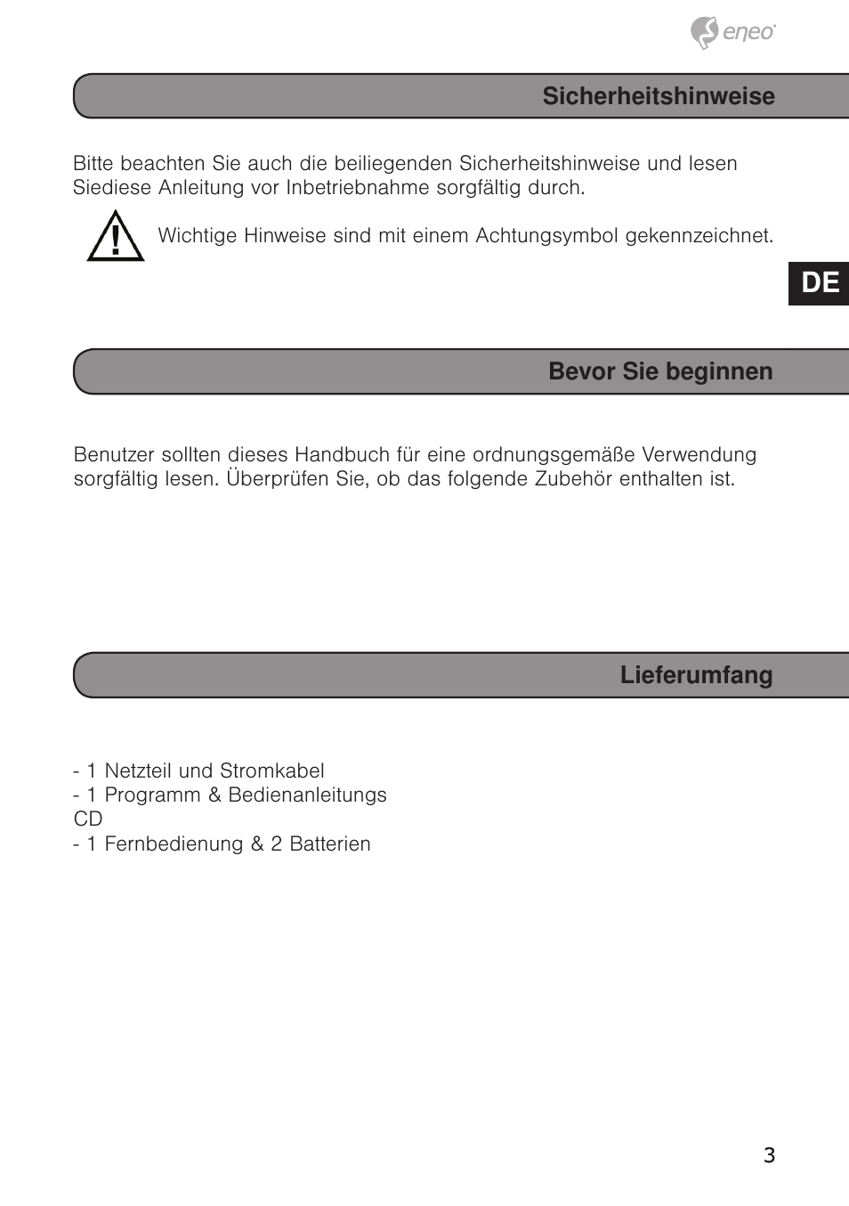 De en fr pl ru | Eneo HDR-5004AH1.0 User Manual | Page 3 / 32