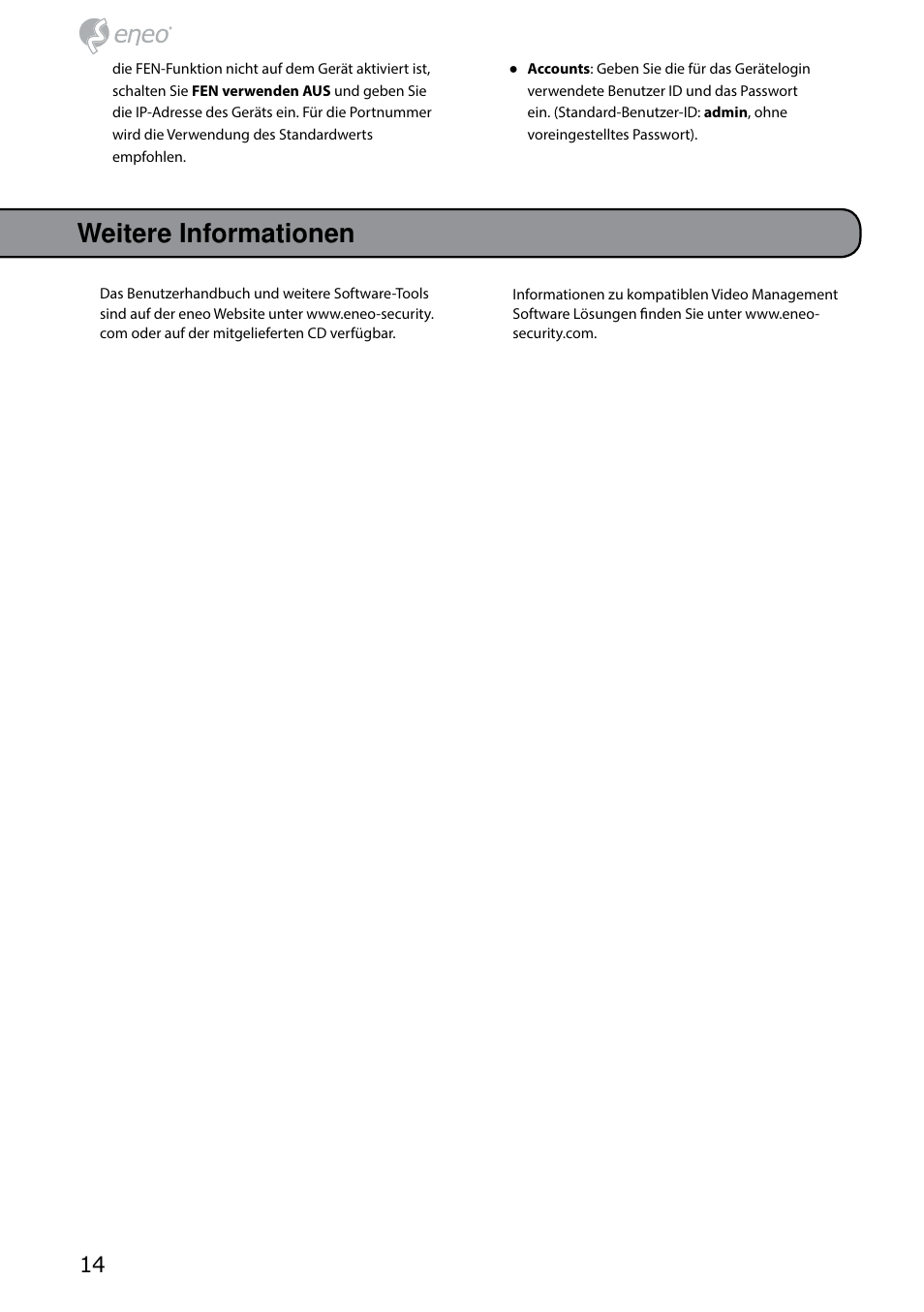Weitere informationen | Eneo PNR-5304/4TB User Manual | Page 14 / 68