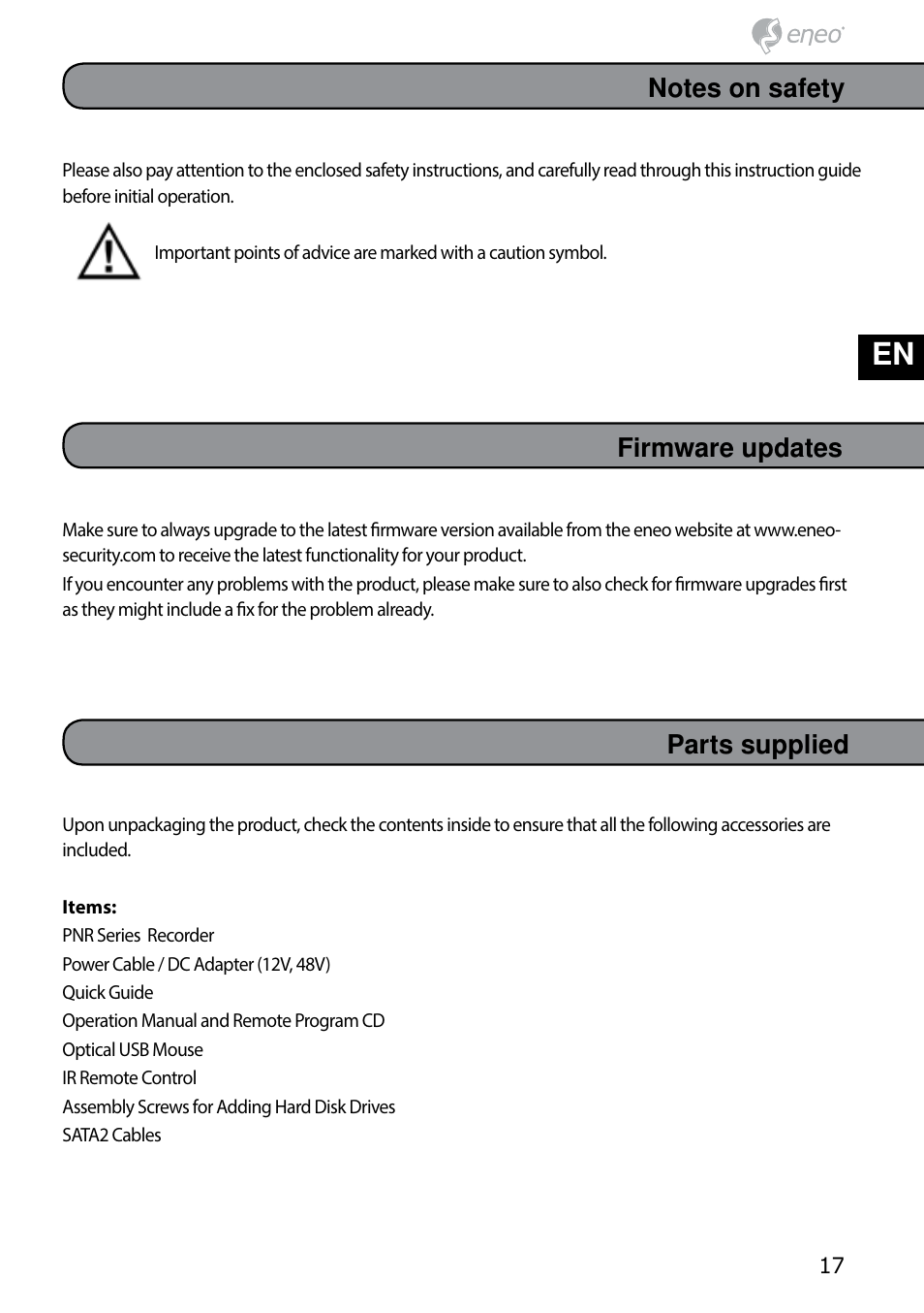 De en fr pl ru | Eneo PNR-5304/4TB User Manual | Page 17 / 68