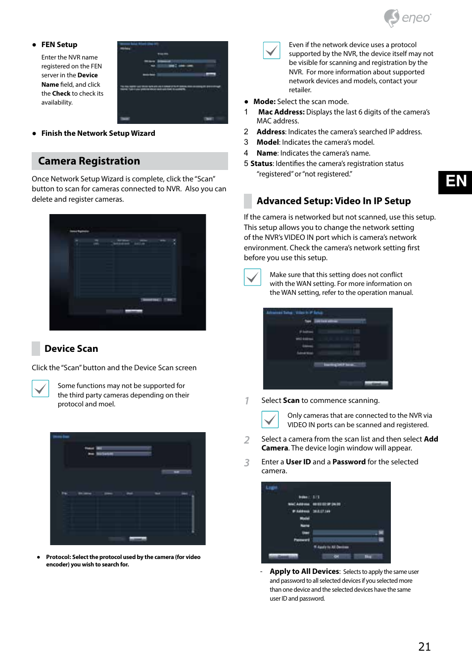 De en fr pl ru, Camera registration | Eneo PNR-5304/4TB User Manual | Page 21 / 68