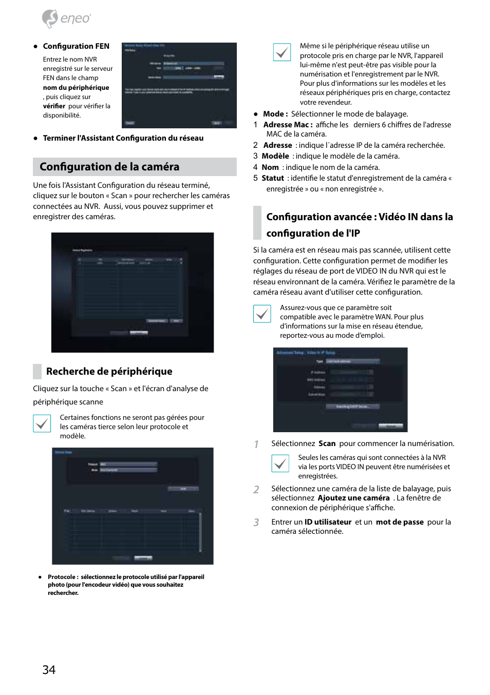 Configuration de la caméra, Recherche de périphérique | Eneo PNR-5304/4TB User Manual | Page 34 / 68