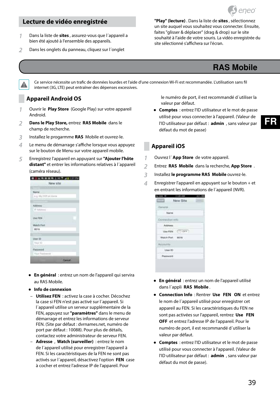 De fr pl ru, Ras mobile, Lecture de vidéo enregistrée 1 | Eneo PNR-5304/4TB User Manual | Page 39 / 68