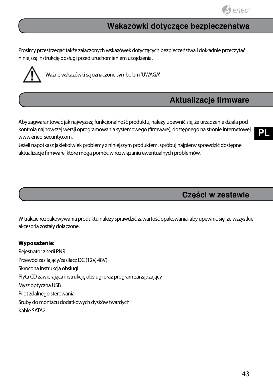 De fr pl ru | Eneo PNR-5304/4TB User Manual | Page 43 / 68