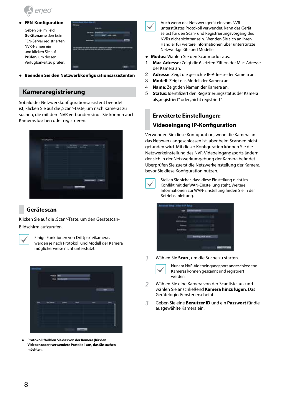 Kameraregistrierung, Gerätescan | Eneo PNR-5304/4TB User Manual | Page 8 / 68