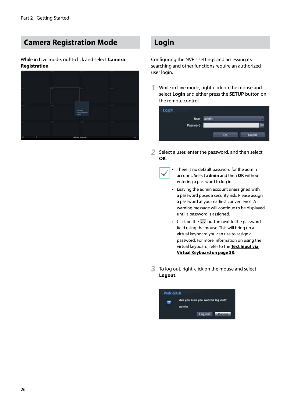 Camera registration mode, Login | Eneo PNR-5304/4TB User Manual | Page 26 / 88