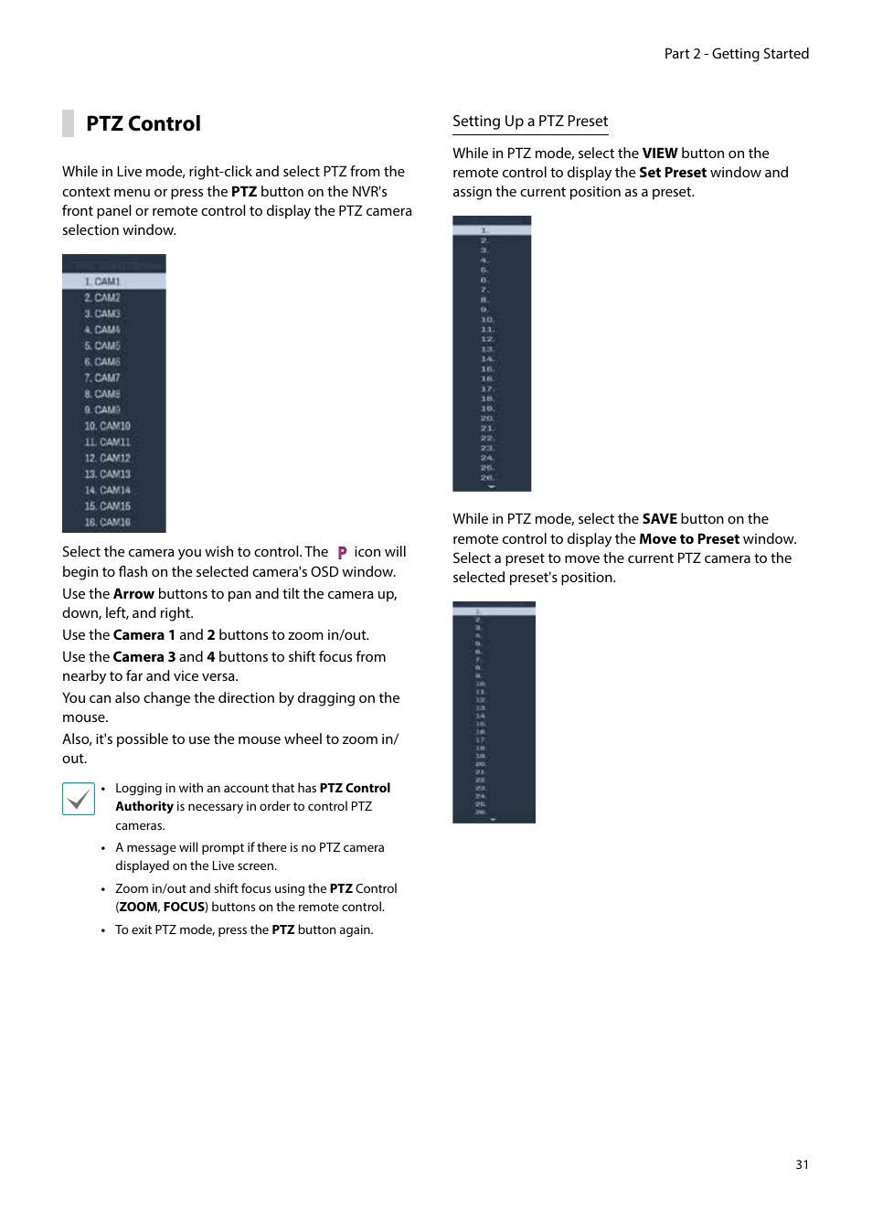 Ptz control | Eneo PNR-5304/4TB User Manual | Page 31 / 88