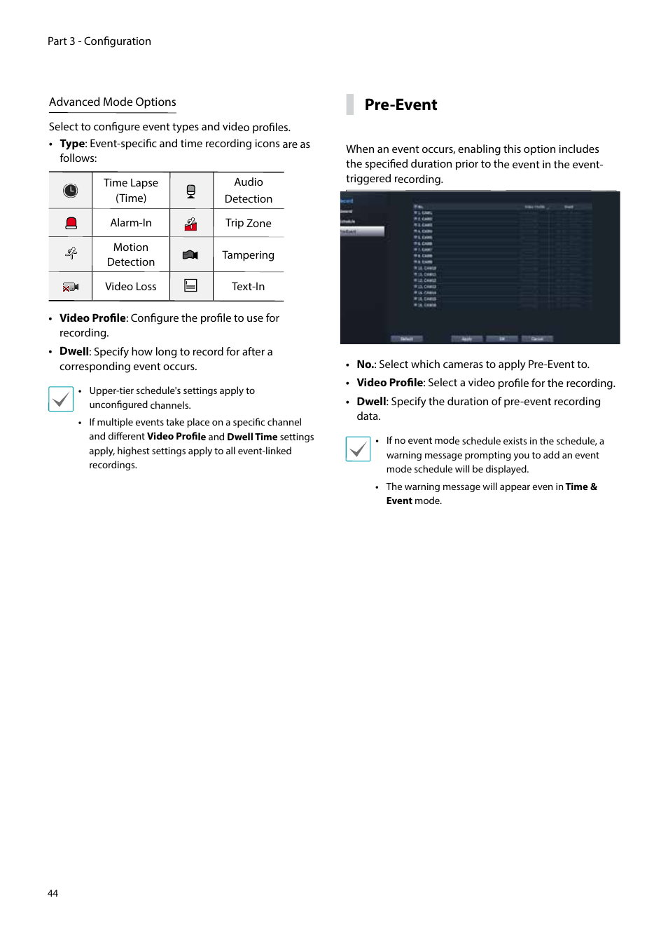 Pre-event | Eneo PNR-5304/4TB User Manual | Page 44 / 88