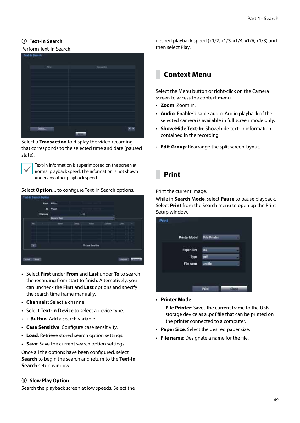 Context menu, Print | Eneo PNR-5304/4TB User Manual | Page 69 / 88