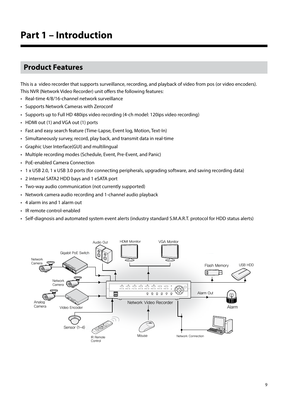 Part 1 – introduction, Product features | Eneo PNR-5304/4TB User Manual | Page 9 / 88