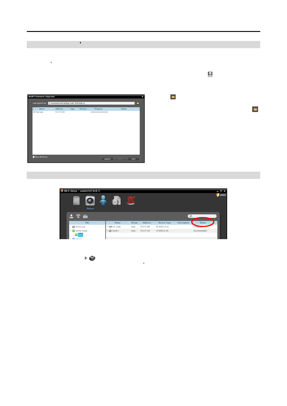 Upgrading device’s software checking device status, Upgrading device’s software, Upgrading device ’s software | Checking device status | Eneo PNR-5108 User Manual | Page 102 / 152