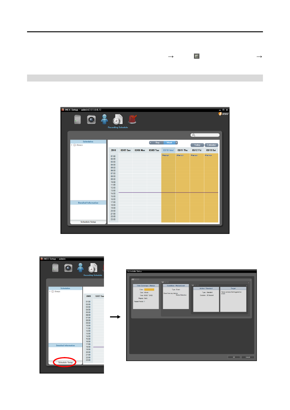 Setting up recording schedule | Eneo PNR-5108 User Manual | Page 27 / 152