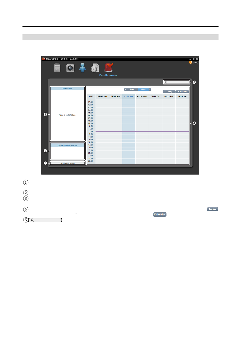 Event management, O event management | Eneo PNR-5108 User Manual | Page 39 / 152