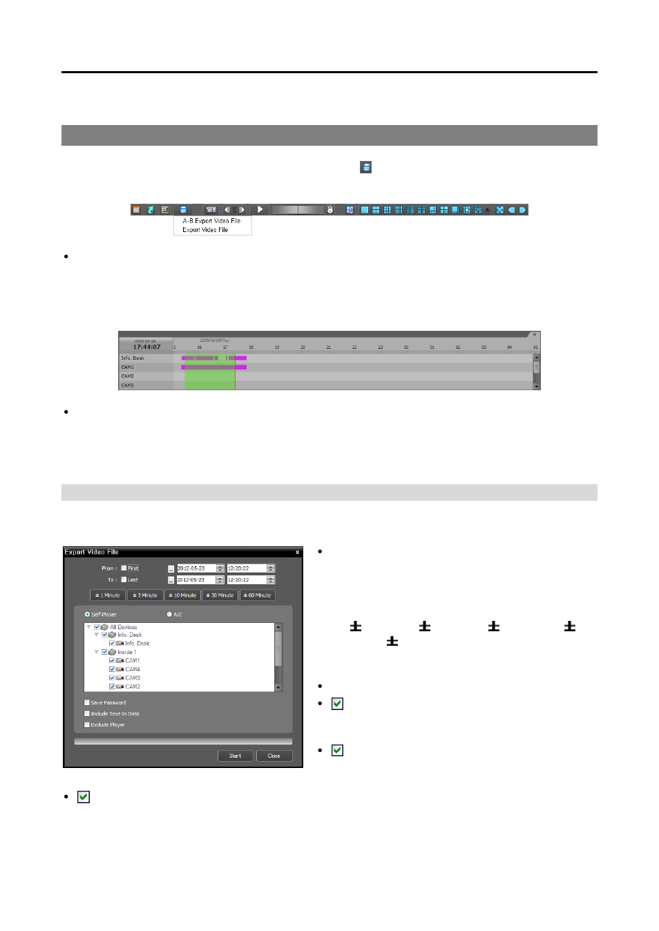 2 exporting recorded video, Exporting as a self-player file | Eneo PNR-5108 User Manual | Page 80 / 152