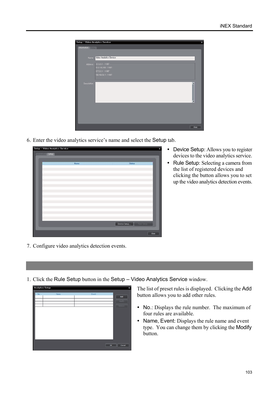 2 configuring video analytics detection events | Eneo iNEX Client User Manual | Page 108 / 164