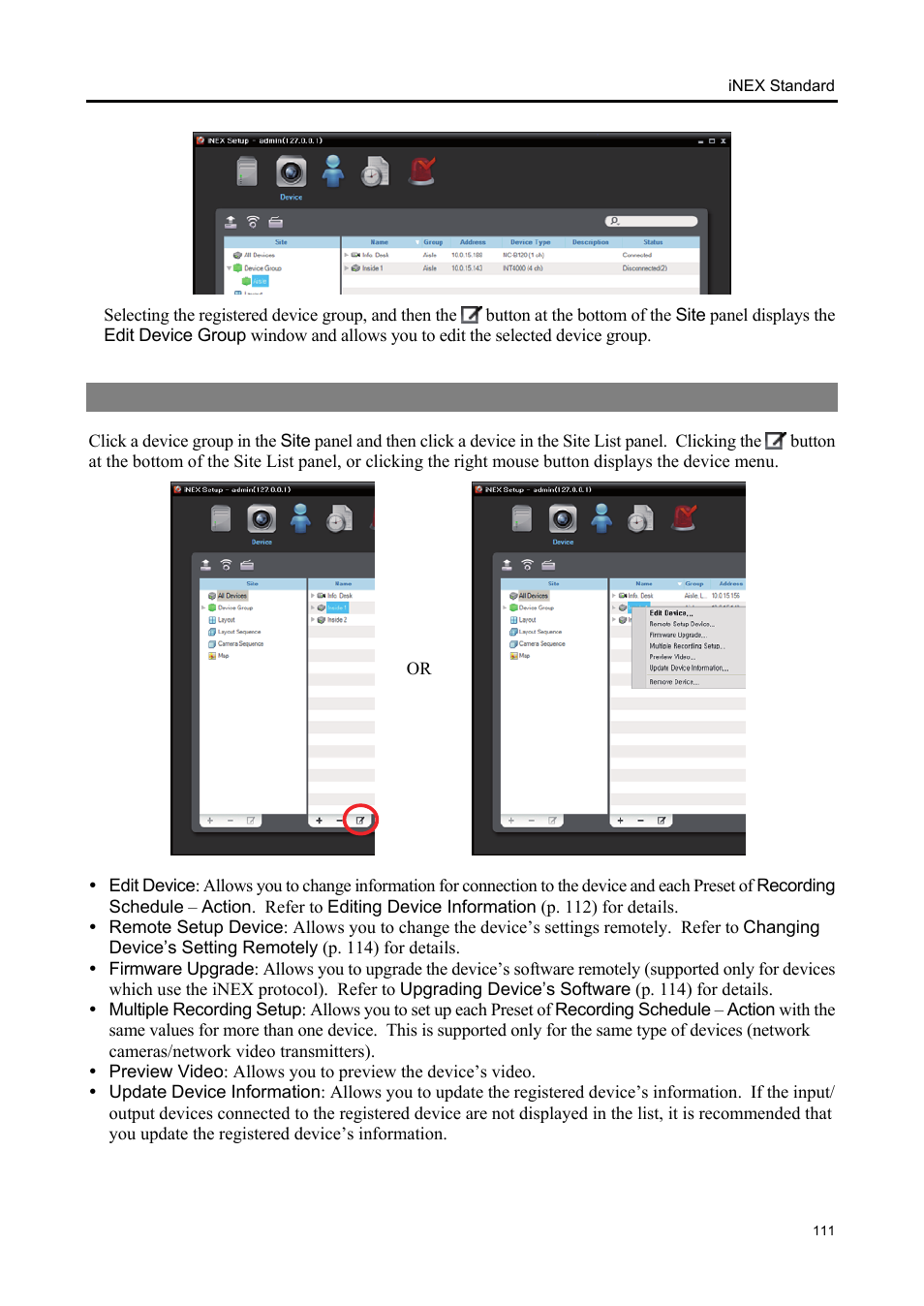 2 managing devices | Eneo iNEX Client User Manual | Page 116 / 164