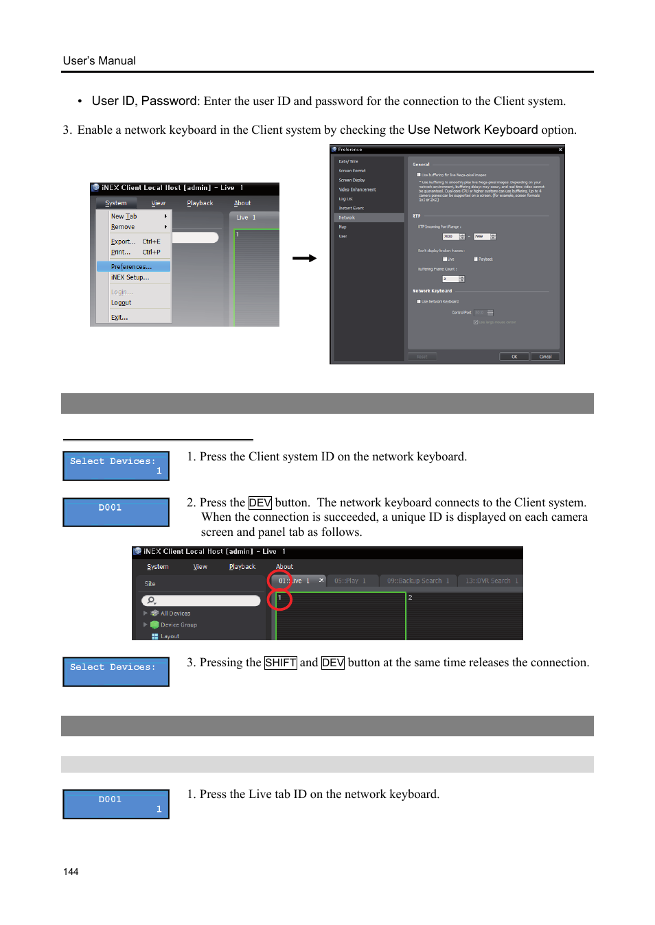 2 connecting, 3 operating | Eneo iNEX Client User Manual | Page 149 / 164