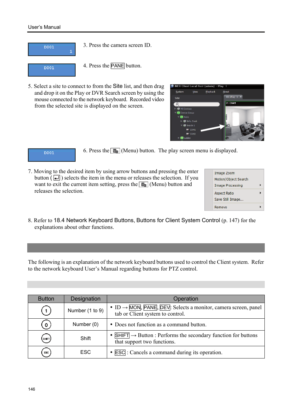 4 network keyboard buttons | Eneo iNEX Client User Manual | Page 151 / 164