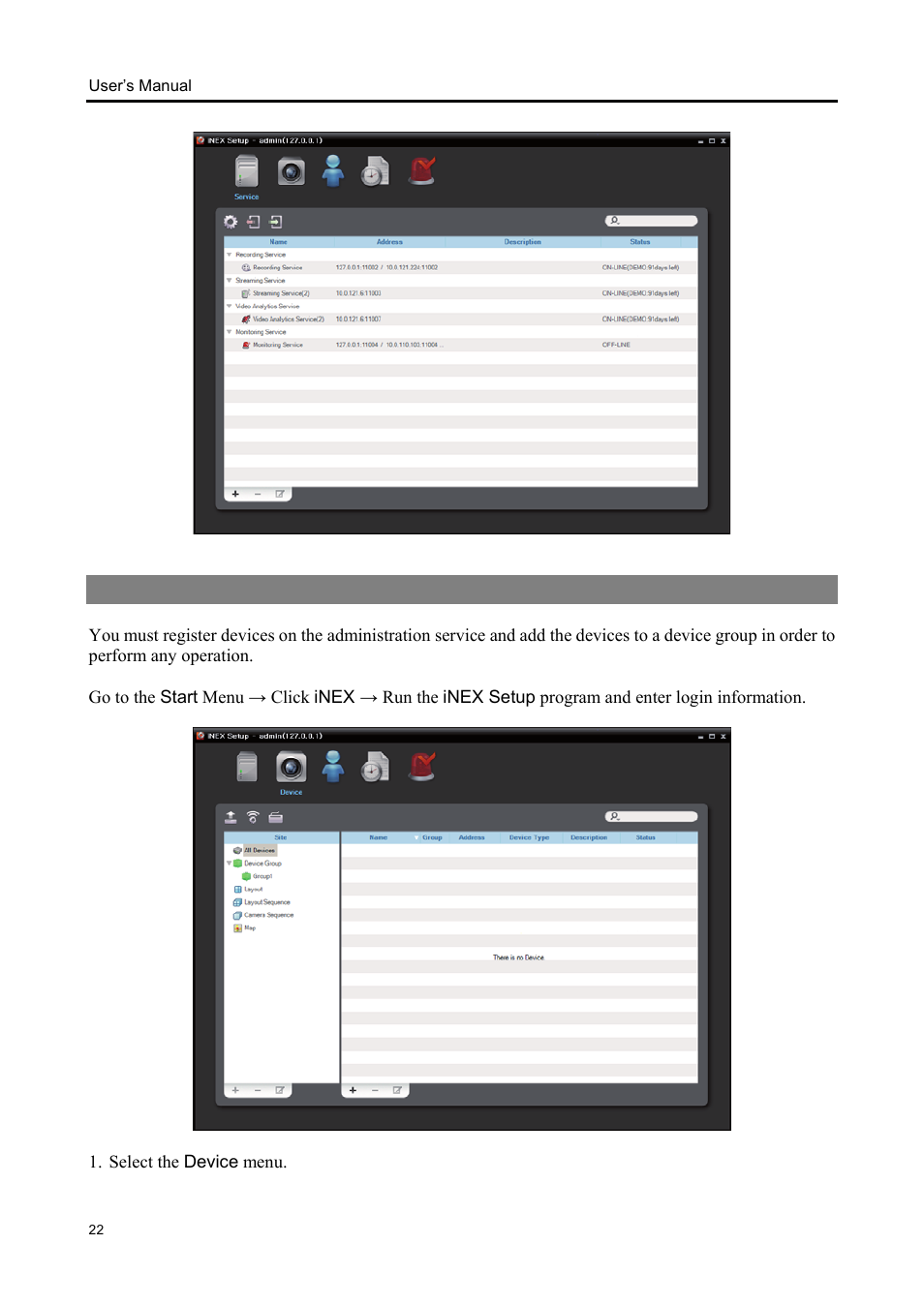 4 registering devices | Eneo iNEX Client User Manual | Page 27 / 164
