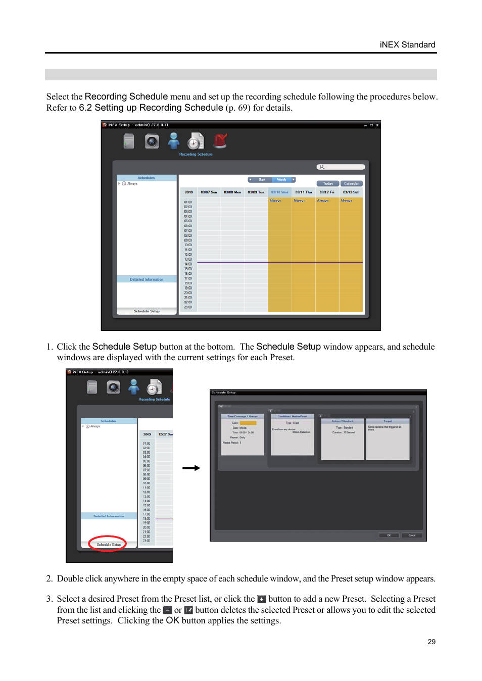 Setting up recording schedule | Eneo iNEX Client User Manual | Page 34 / 164
