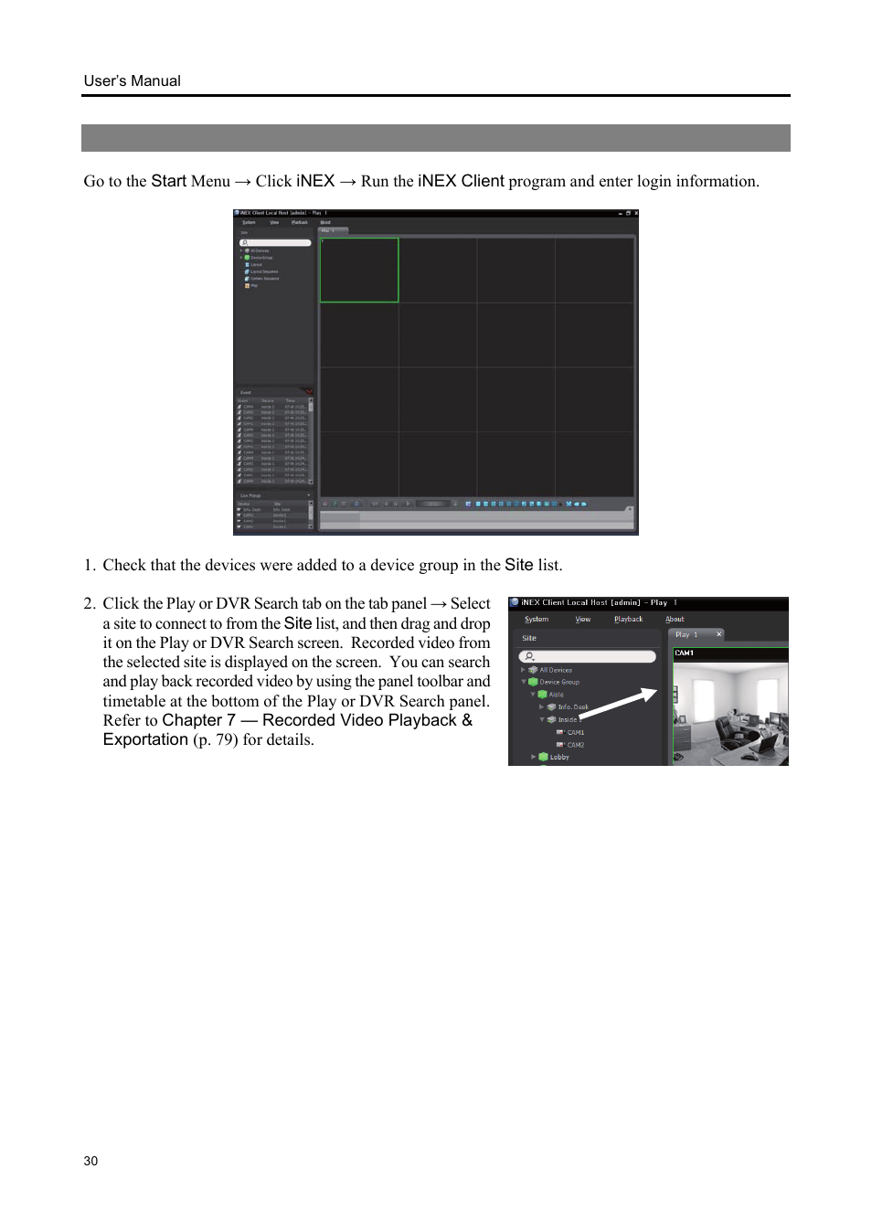7 playing recorded video | Eneo iNEX Client User Manual | Page 35 / 164
