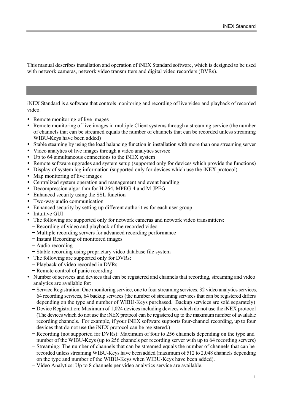 Chapter 1 — introduction, 1 features | Eneo iNEX Client User Manual | Page 6 / 164