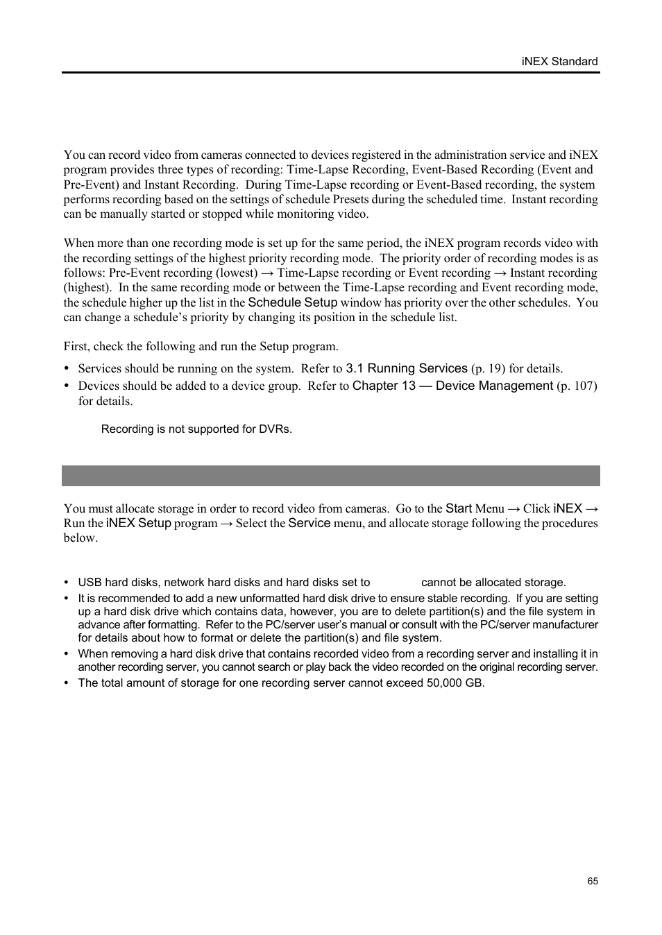 Chapter 6 — recording, 1 setting up recording storage | Eneo iNEX Client User Manual | Page 70 / 164