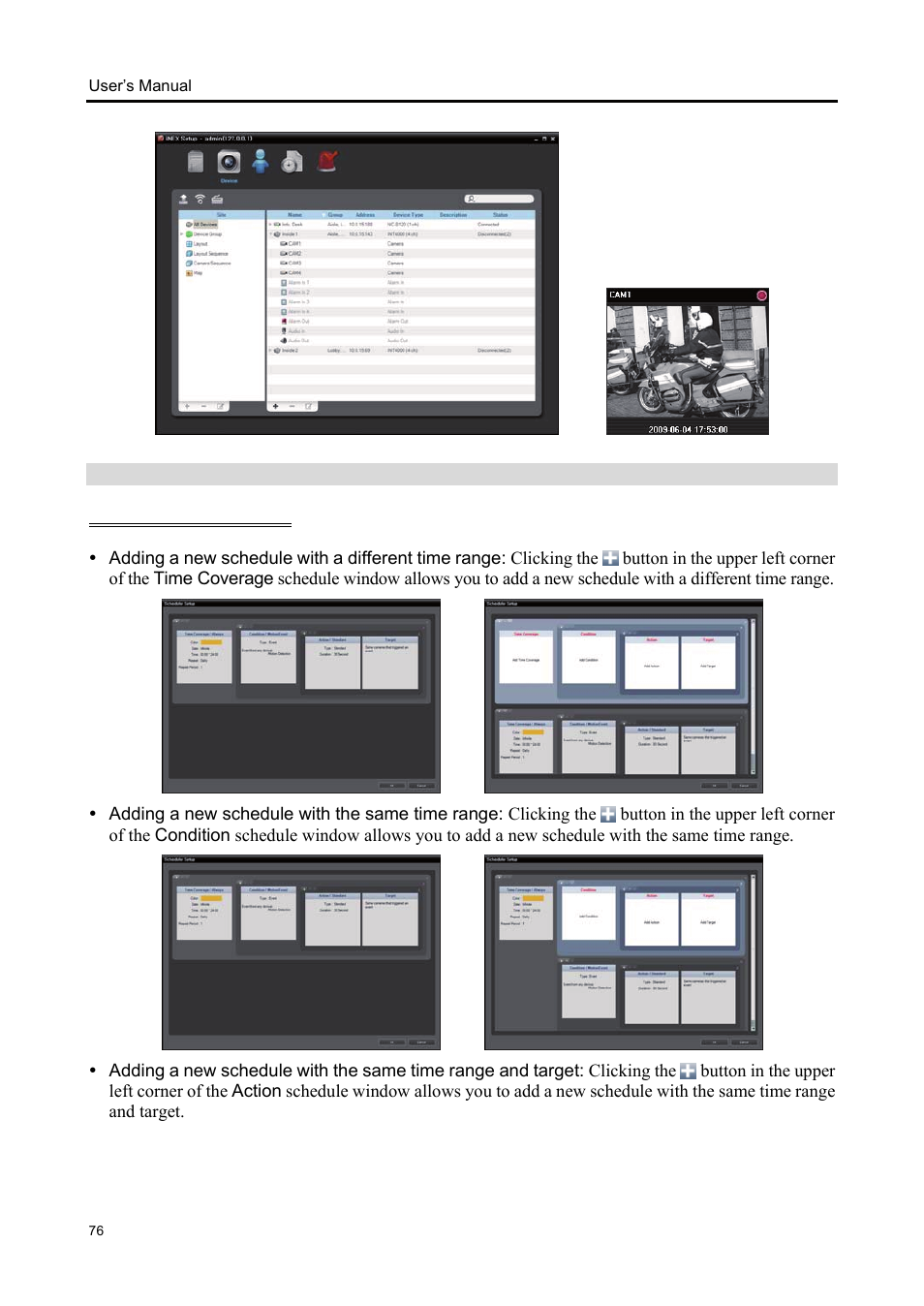 Managing schedule | Eneo iNEX Client User Manual | Page 81 / 164