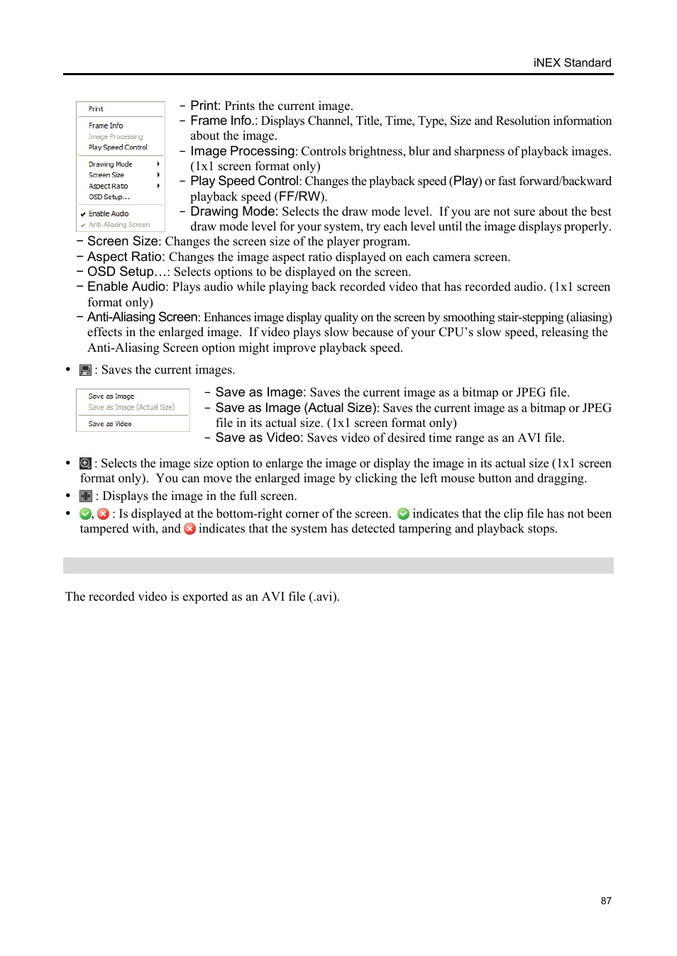 Exporting as an avi file | Eneo iNEX Client User Manual | Page 92 / 164