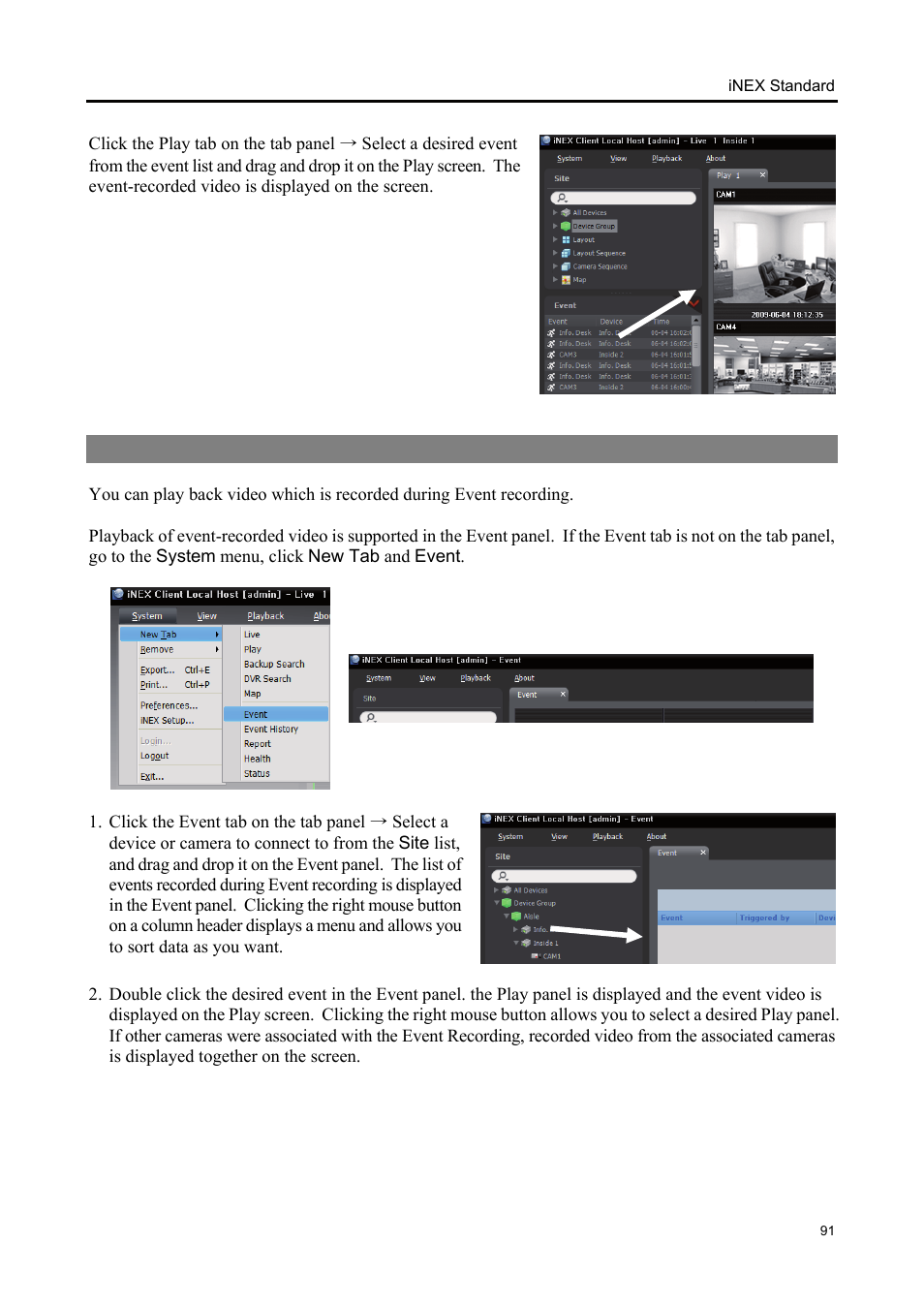 2 handling event recorded video | Eneo iNEX Client User Manual | Page 96 / 164