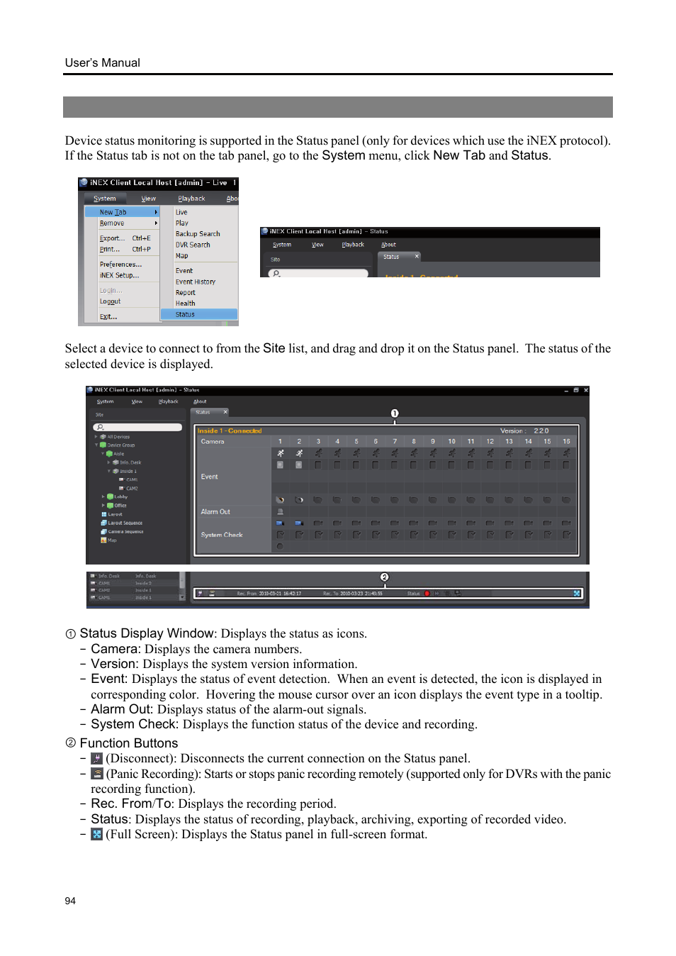 2 status monitoring | Eneo iNEX Client User Manual | Page 99 / 164