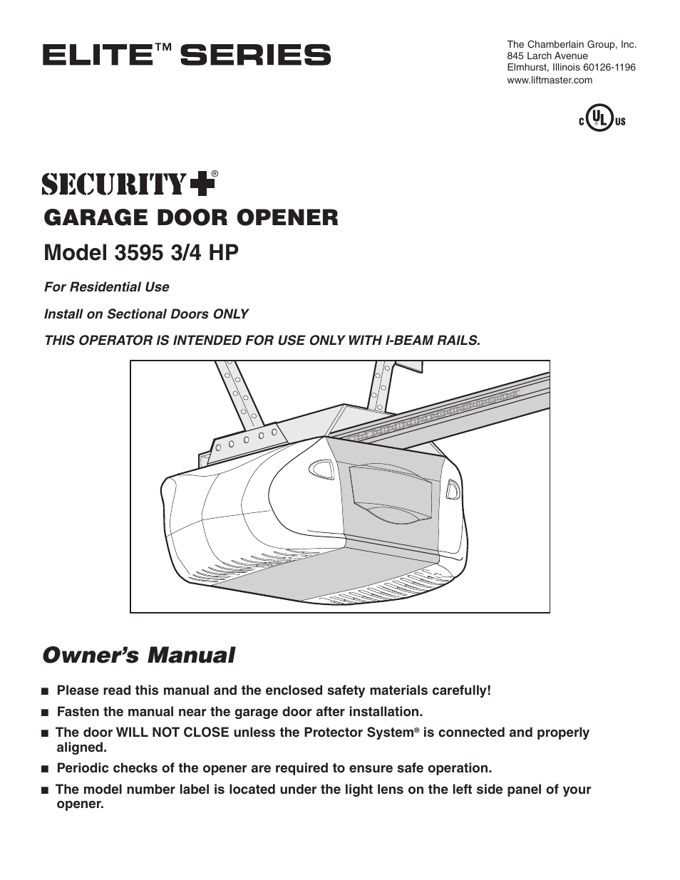 Chamberlain 3595 User Manual | 36 pages