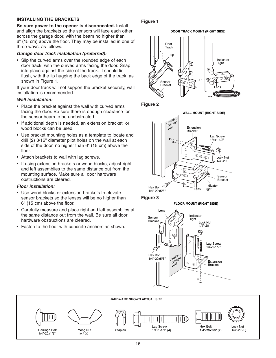 Installing the brackets | Chamberlain 3595 User Manual | Page 16 / 36