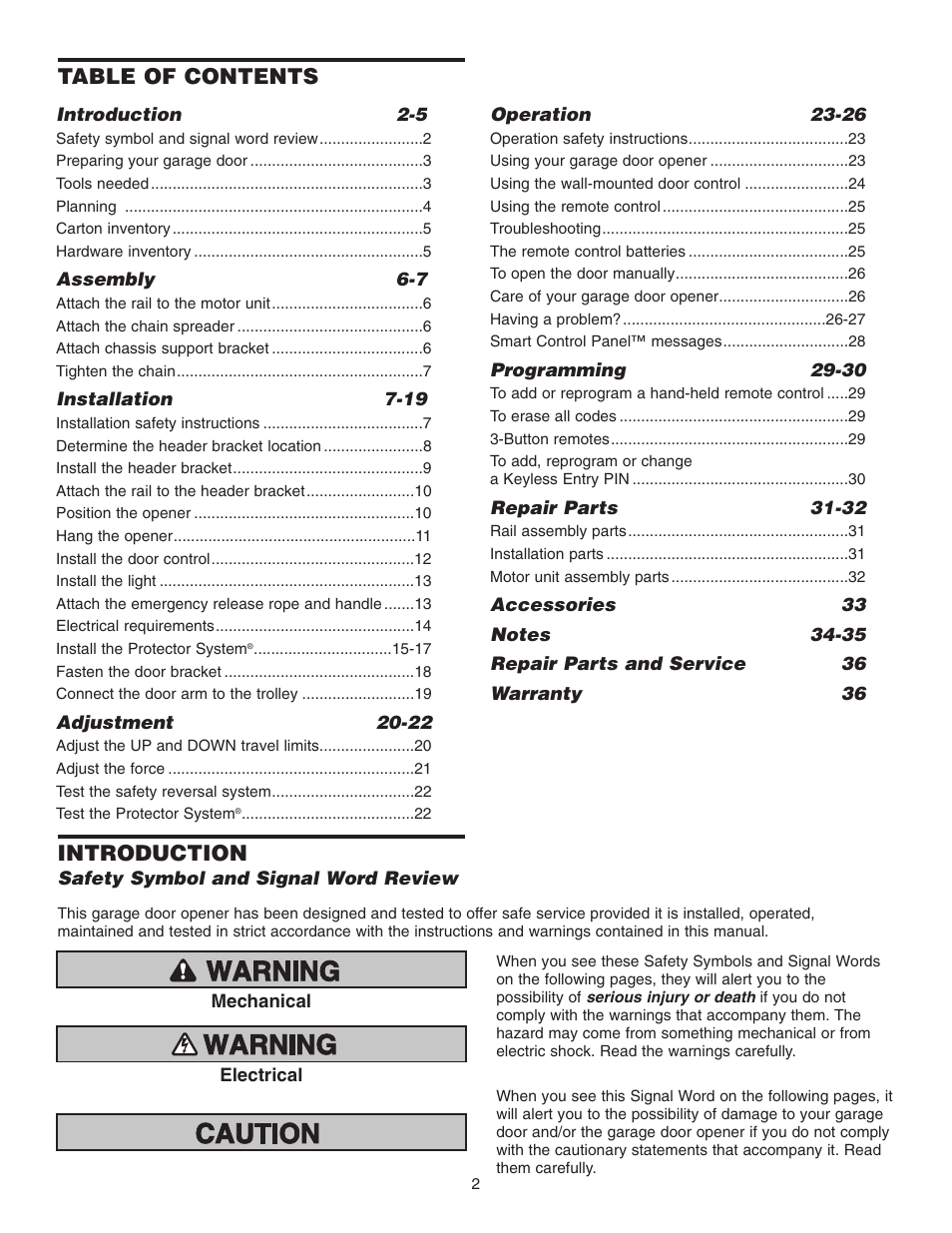 Chamberlain 3595 User Manual | Page 2 / 36