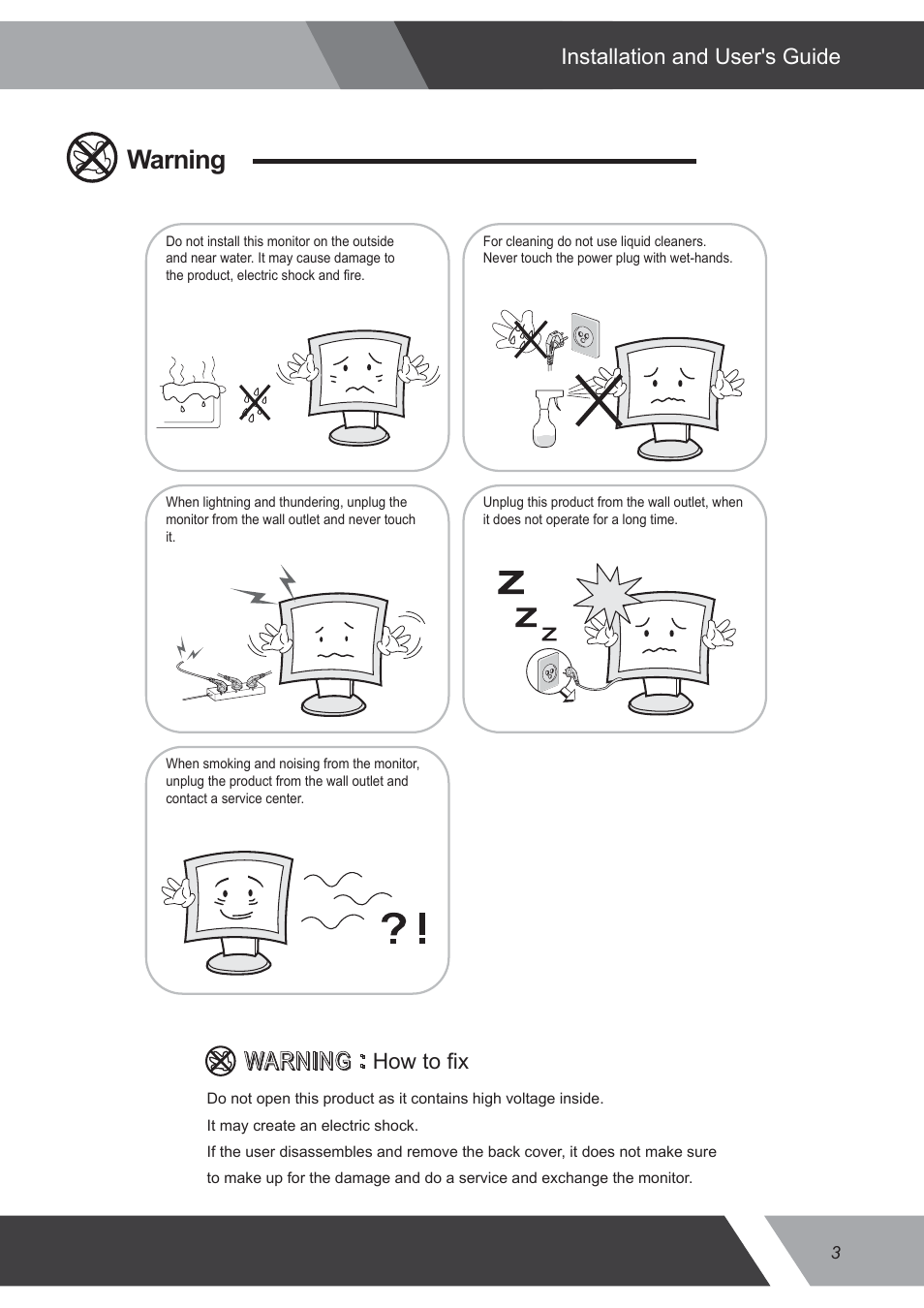 Warning | Eneo VMC-32LEDM User Manual | Page 3 / 36