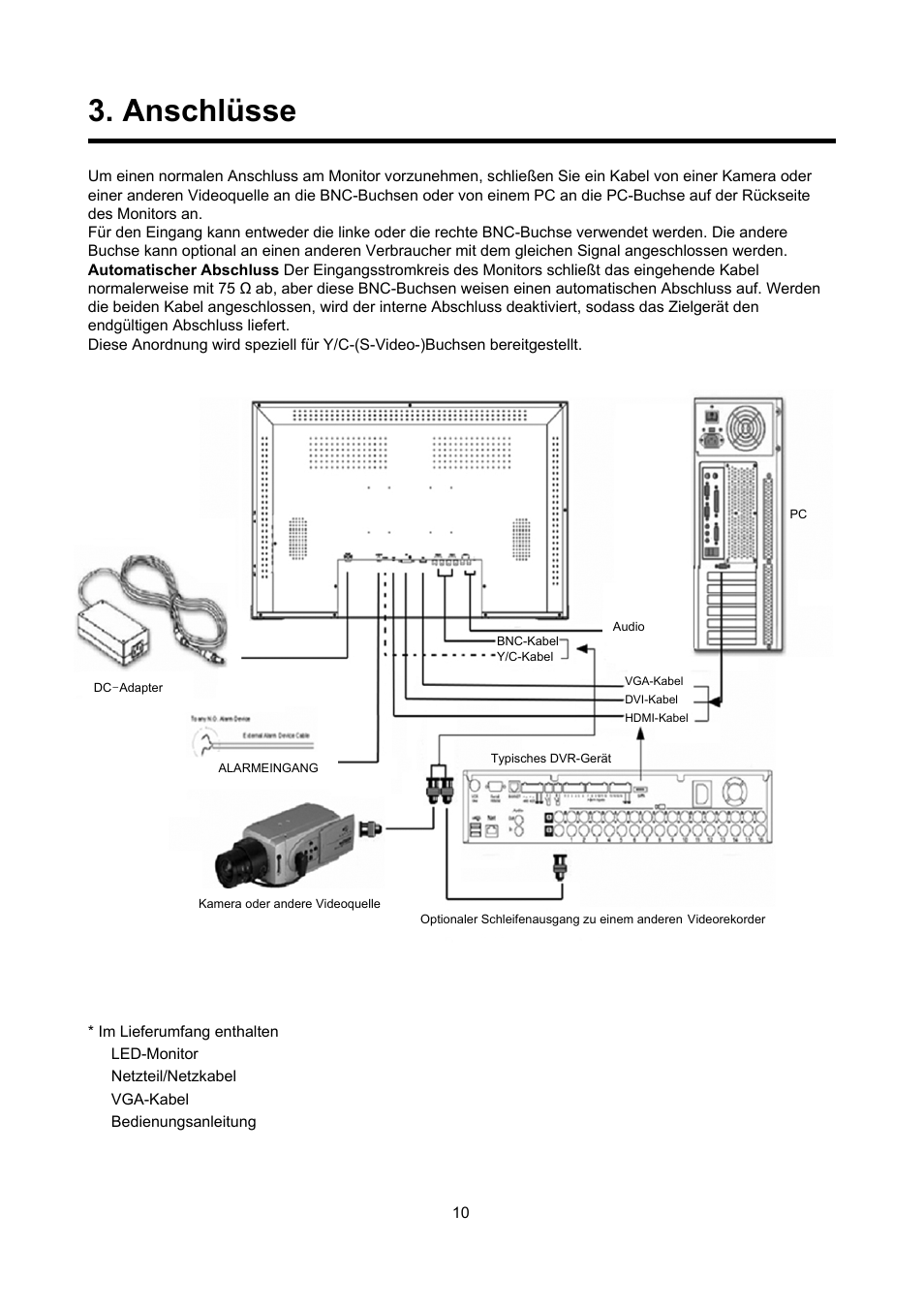 Anschlüsse | Eneo VMC-27LED User Manual | Page 10 / 60