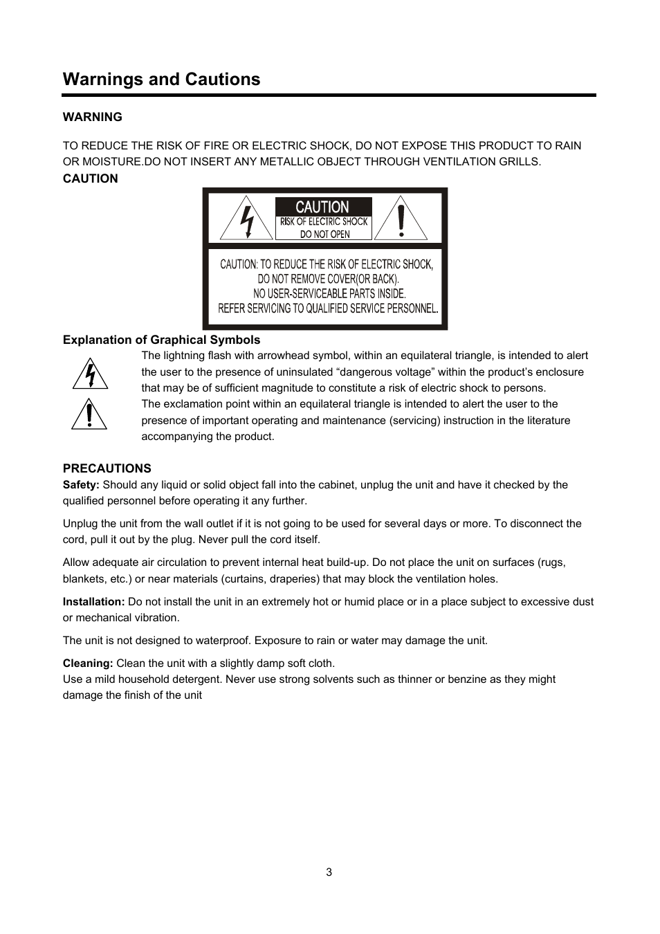 Warnings and cautions | Eneo VMC-27LED User Manual | Page 23 / 60