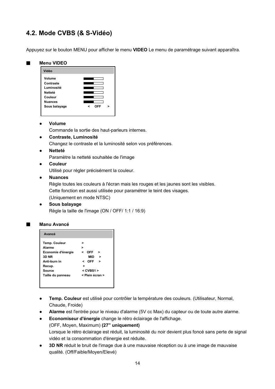 Mode cvbs (& s-vidéo) | Eneo VMC-27LED User Manual | Page 52 / 60