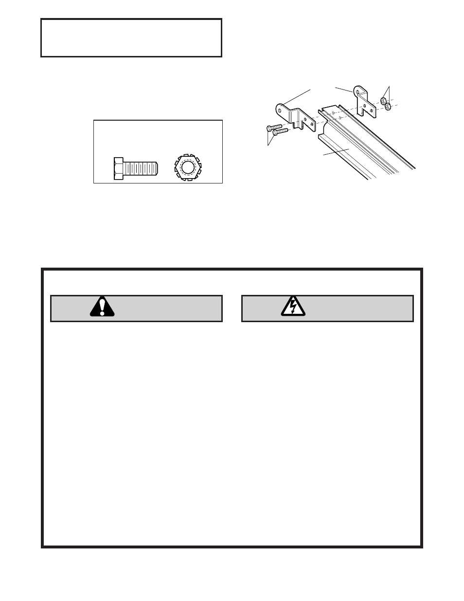 Attach rail brackets, Safety warnings, Warning | Assembly step 3, Attach the rail brackets | Chamberlain 9902 User Manual | Page 11 / 40