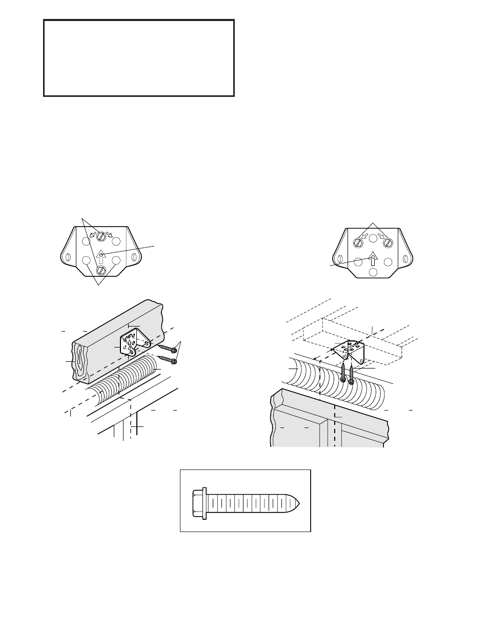 Install header bracket, Installation step 2, Install the header bracket | Fastening the header bracket to the wall, Fastening the header bracket to the ceiling, Hardware shown actual size | Chamberlain 9902 User Manual | Page 14 / 40