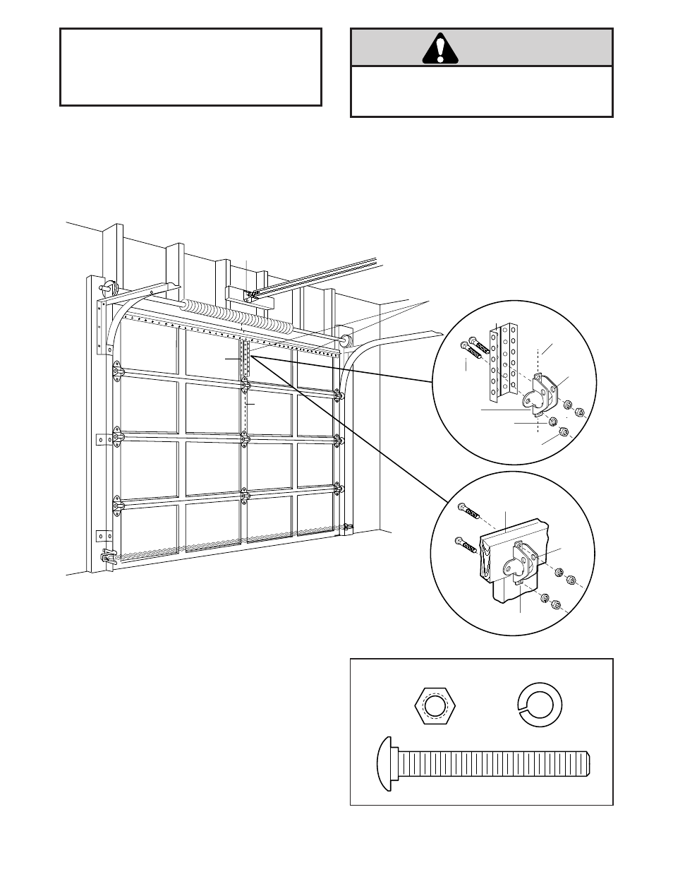 Fasten door bracket, Sectional door, Caution | Installation step 12 | Chamberlain 9902 User Manual | Page 24 / 40
