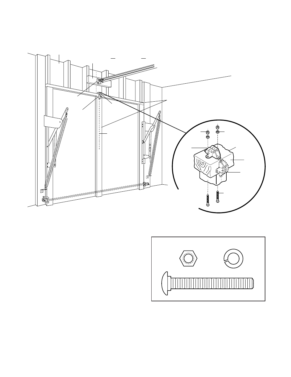 One piece door, All one-piece door installation procedure, Hardware shown actual size | Chamberlain 9902 User Manual | Page 25 / 40