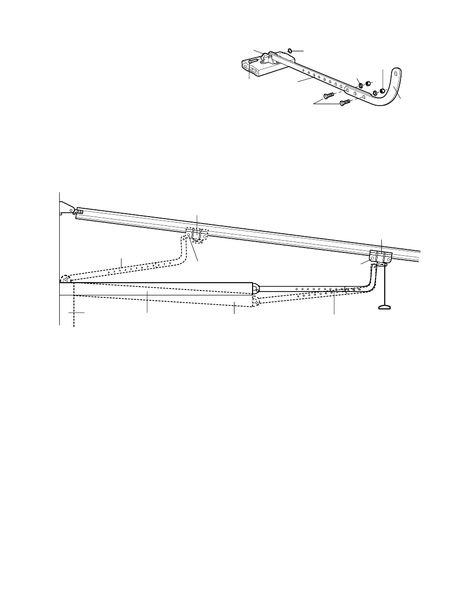 One-piece doors, All one-piece doors assemble the door arm, Adjustment procedures for one-piece doors | Connect the door arm to the trolley | Chamberlain 9902 User Manual | Page 27 / 40