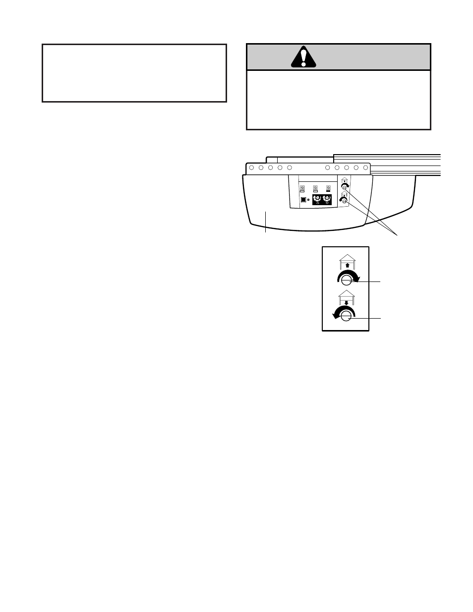 Adjustment section, Up and down limits, Warning | Adjustment step 1, Adjust the up and down limits, How and when to adjust the limits | Chamberlain 9902 User Manual | Page 28 / 40