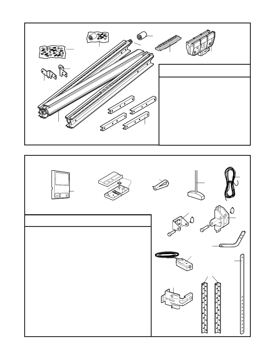 Repair parts, Rail assembly parts, Installation parts | Chamberlain 9902 User Manual | Page 36 / 40
