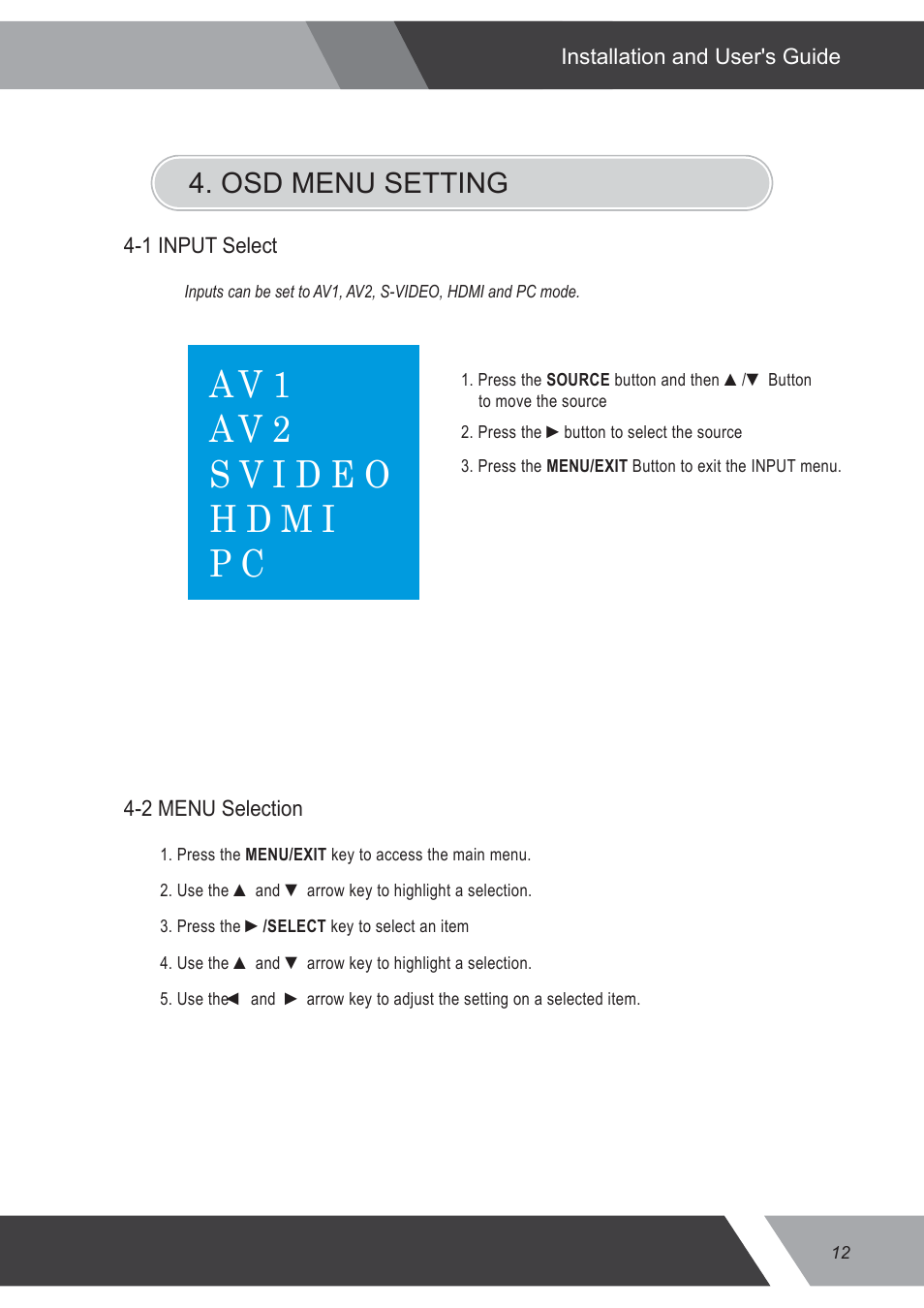 Osd menu setting | Eneo VMC-17LEDOPC4 B User Manual | Page 12 / 20