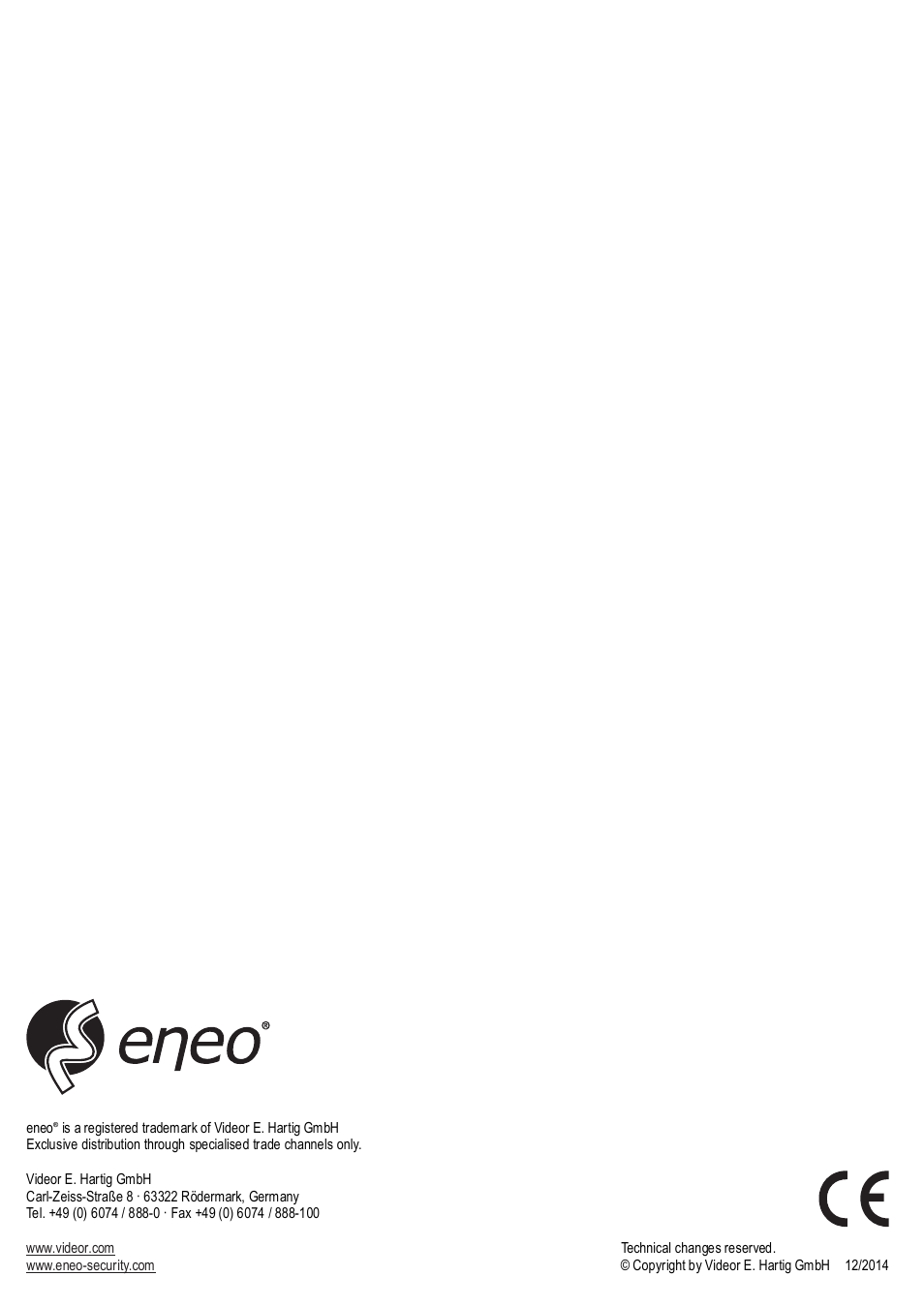 Eneo VMC-17LEDOPC4 B User Manual | Page 20 / 20