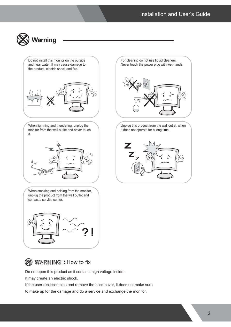 Warning | Eneo VMC-17LEDOPC4 B User Manual | Page 3 / 20