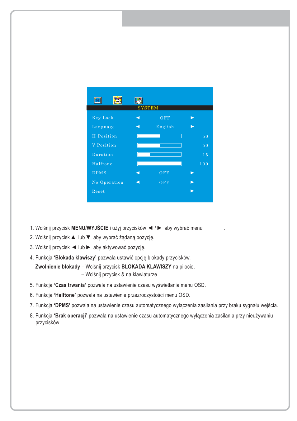 System menu | Eneo VMC-17LCDM User Manual | Page 30 / 40